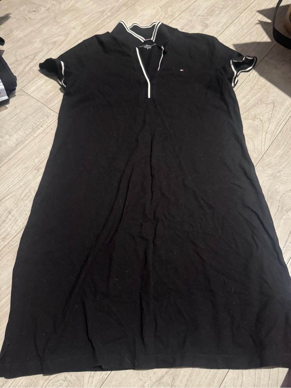 Tommy Hilfiger Black Polo Midi Dress with White Trim